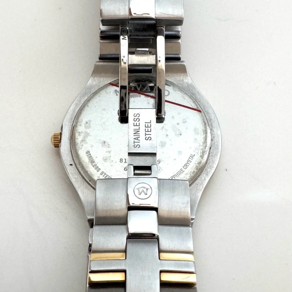 Movado Museum Classic Two Tone Swiss Watch Sapphire Crystal Minimalist